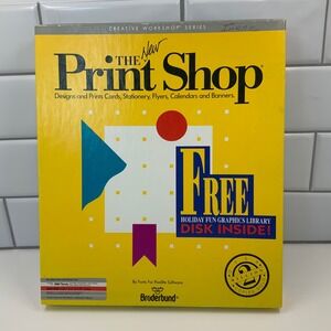 Broderbund The New Print Shop IBM Tandy Vintage PC Software 5.25 3.5 Floppy Disk